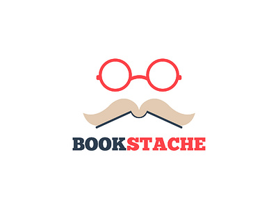 Bookstache Logo & Branding books branding branding and identity logo