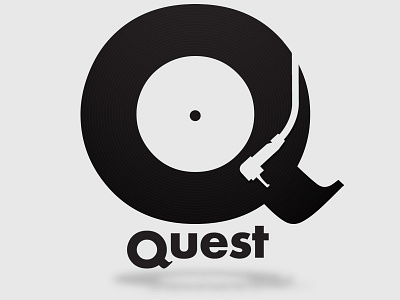 Quest branding greyscale logo music