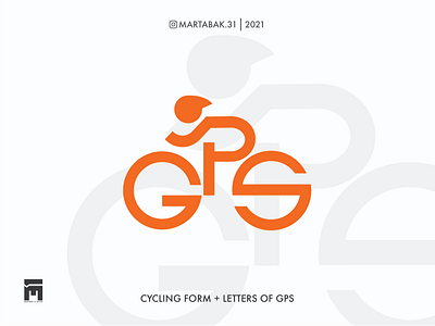 GPS (CYCLING CLUB) LOGO bicycle bike design flat icon illustration letter logo logo minimal riding