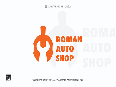 Roman Auto Shop Logo branding design flat icon illustration logo minimal minimal logo