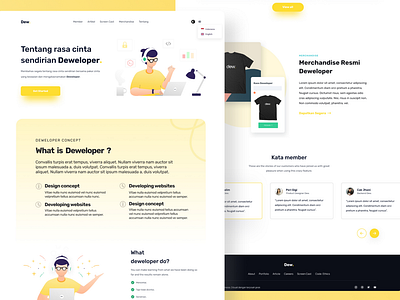 Deweloper - Landing Page branding design design landingpage design website design2021 designtrend2021 developer figma illustration landing page resume landingpage portfolio resume ui uidesign uiux userinterface ux website portfolio yellow