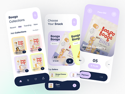 Booga - Snack Marketplace app design apps clean design food illustration marketplace minimalism mobile mobile design modern new snack sugar ui uiux ux vector