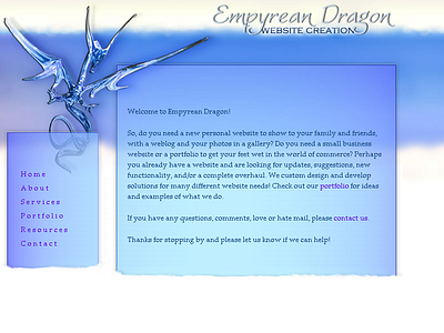 Empyrean Dragon web design website