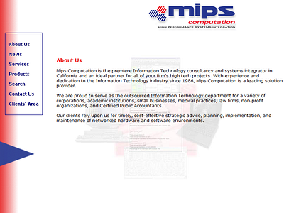 Mips Computation web design webdesign website