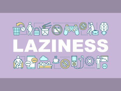 Laziness word text icons concept concept design icon laziness text word