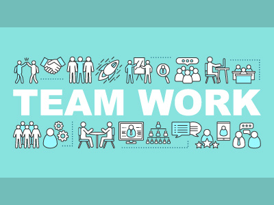 Team work icon text concept