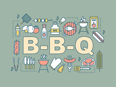 BBQ icon concept b b q barbecue barbeque bbq concept design food icon illustration lettering meat text word