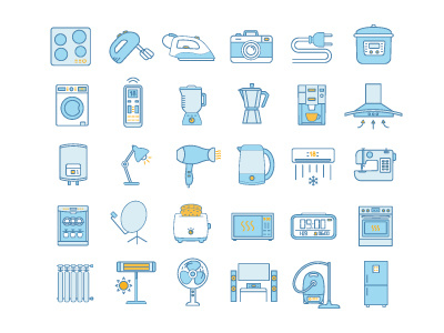 Household appliance appliance color convenience domestic electronics household icon illustration kitchen set vector