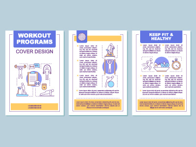 Workout programs brochure template layout activity banner booklet cover design design diet exercise fit fitness flyer gym healthy infographic layout nutrition poster print program template workout
