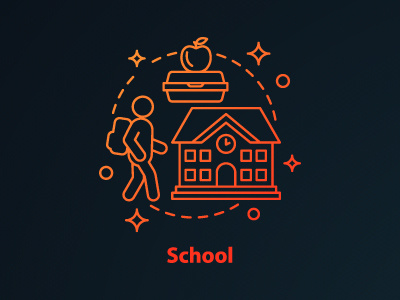 School concept icon building class concept drawing education icon idea knowledge learn learning lunchbox pupil rucksack school student study