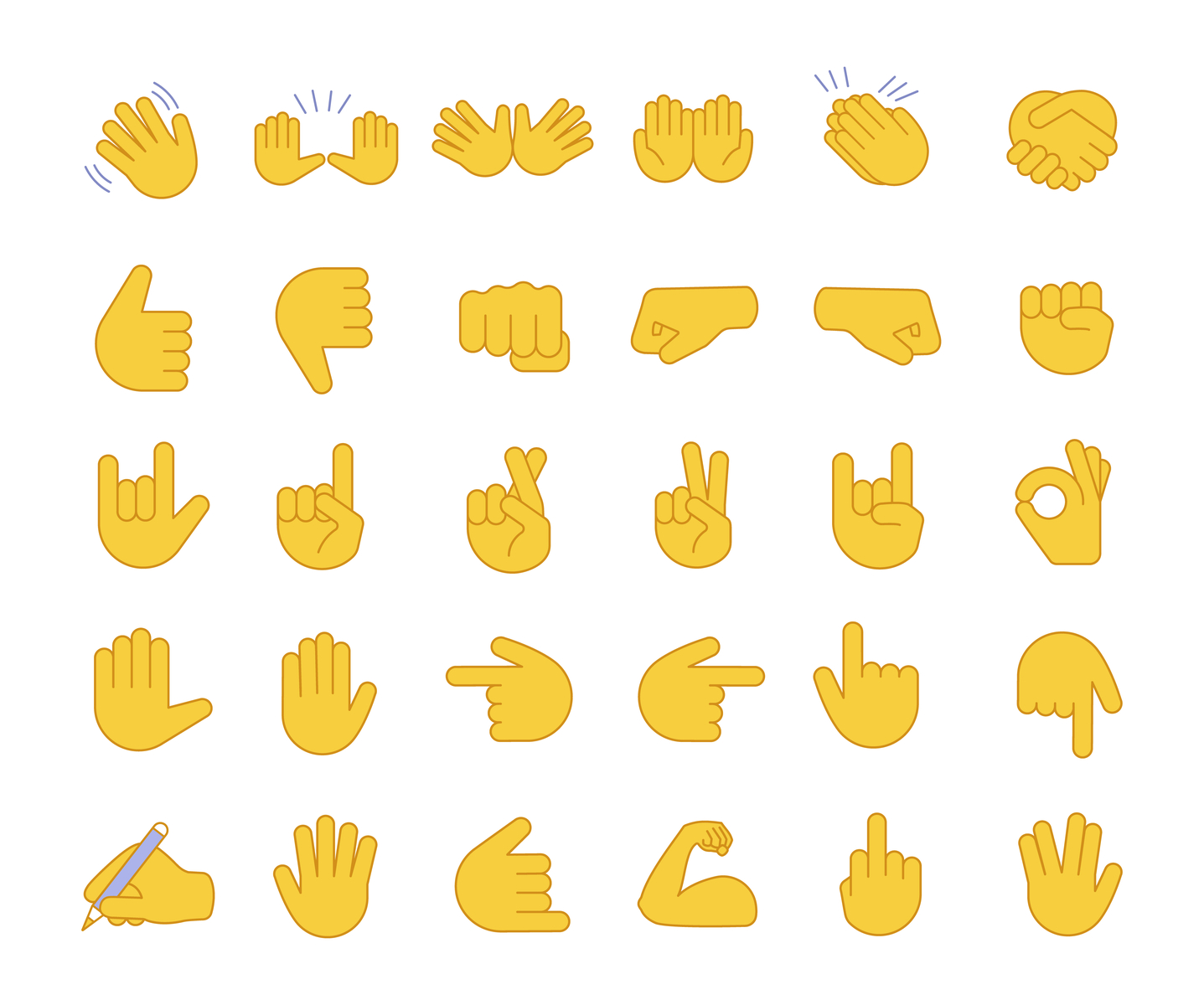 Hand Gesture Emojis Color Icons Set By Bsdgraphic On Dribbble