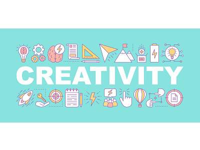 Creativity word concepts banner achieving art banner blue concept creation creativity design element generation icon idea illustration notion smart text vector web website concept word