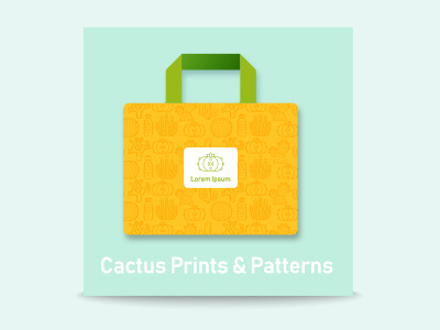 Print for an expendable paper bag background bag banner branding cactus concept creative design icon idea illustration paper pattern print product seamless texture vector wrapping paper yellow