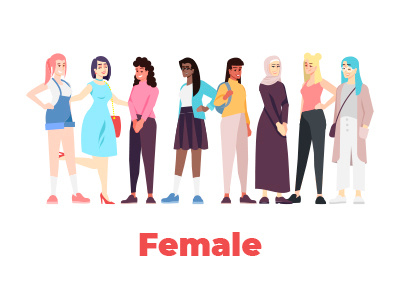 Female characters design vector illustration