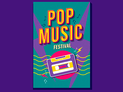 Pop music festival design concept banner cover design festival idea illustration lettering music oldschool pop poster print radio retro style text typography vector vintage web