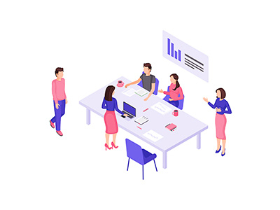 Office workers isometric design concept