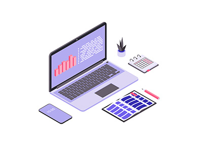 Workplace isometric design concept analytics business computer concept design device diagram idea illustration isolated isometric isometry laptop office space stationery vector web graphics work workplace