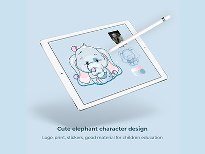 Cute elephant character design animal animals baby cartoon cartoon character character children cute design elephant idea illustration kids kids art kids design print stickers vector web web graphics