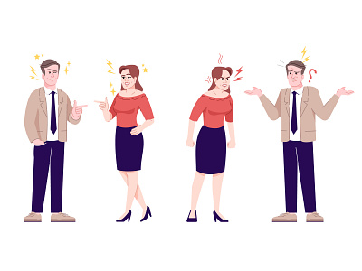 Different characters emotions. Vector illustration anger cartoon cartoon character character character design characterdesign characters emotions illustraion relationship relationships vector
