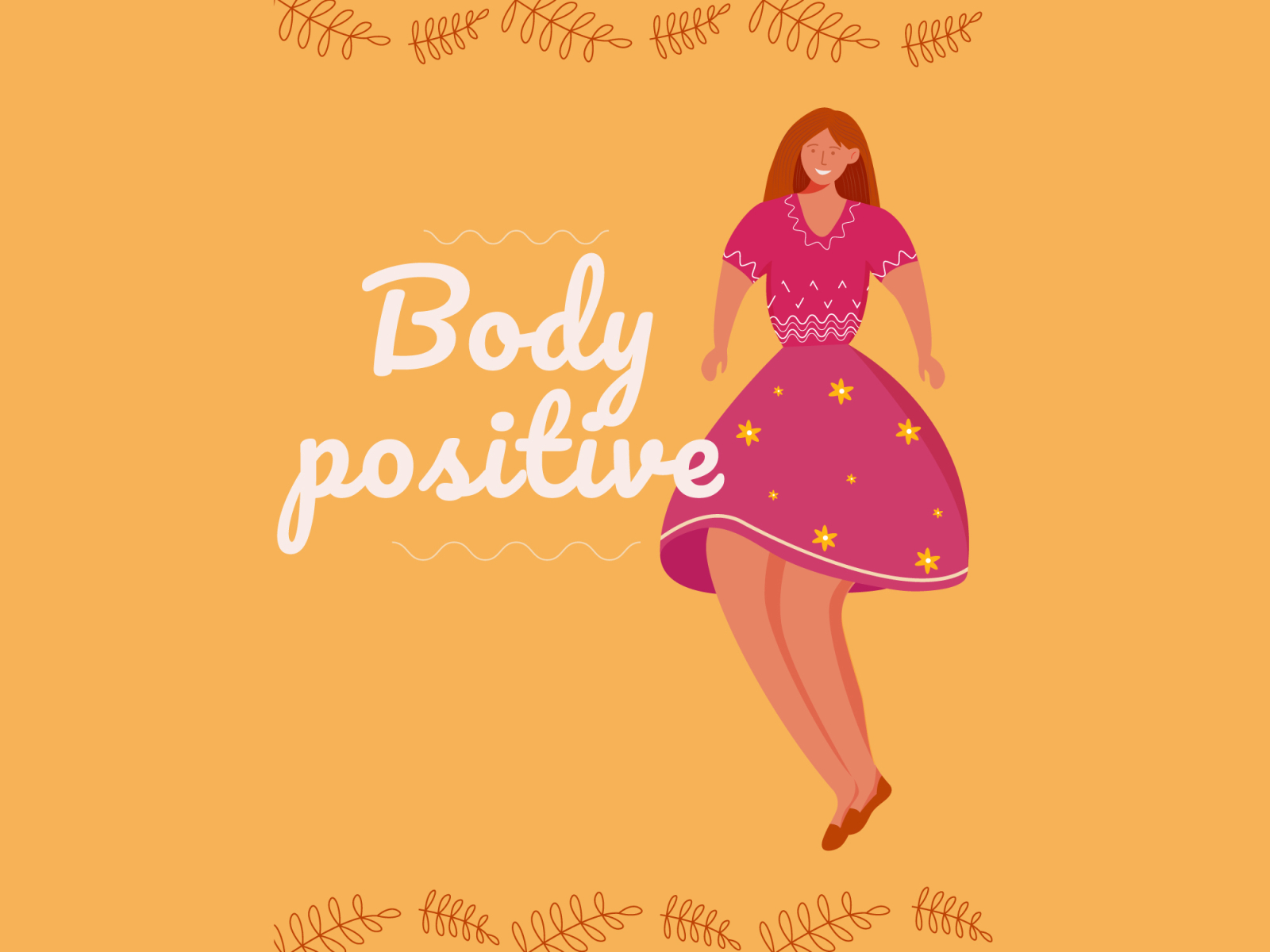 Love your body! adult banner body body positive cheerful concept feminism figure freedom girl happiness illustration love your body love yourself postcard poster quote strength text woman