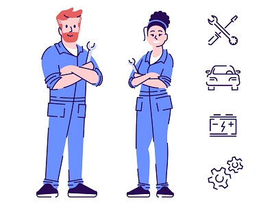 Auto mechanics flat vector characters concepts auto repair car character character concept character design characterdesign characters icon mechanic repair repairman