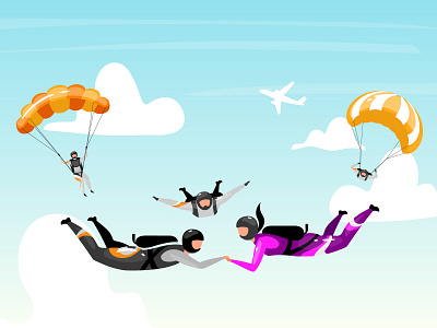 What kind of active rest do you like? activity adrenaline bay beach boat cartoon character energy extreme sport flat illustration jump ocean outdoor parachute parachuting seaside skydiving sportsman watersports
