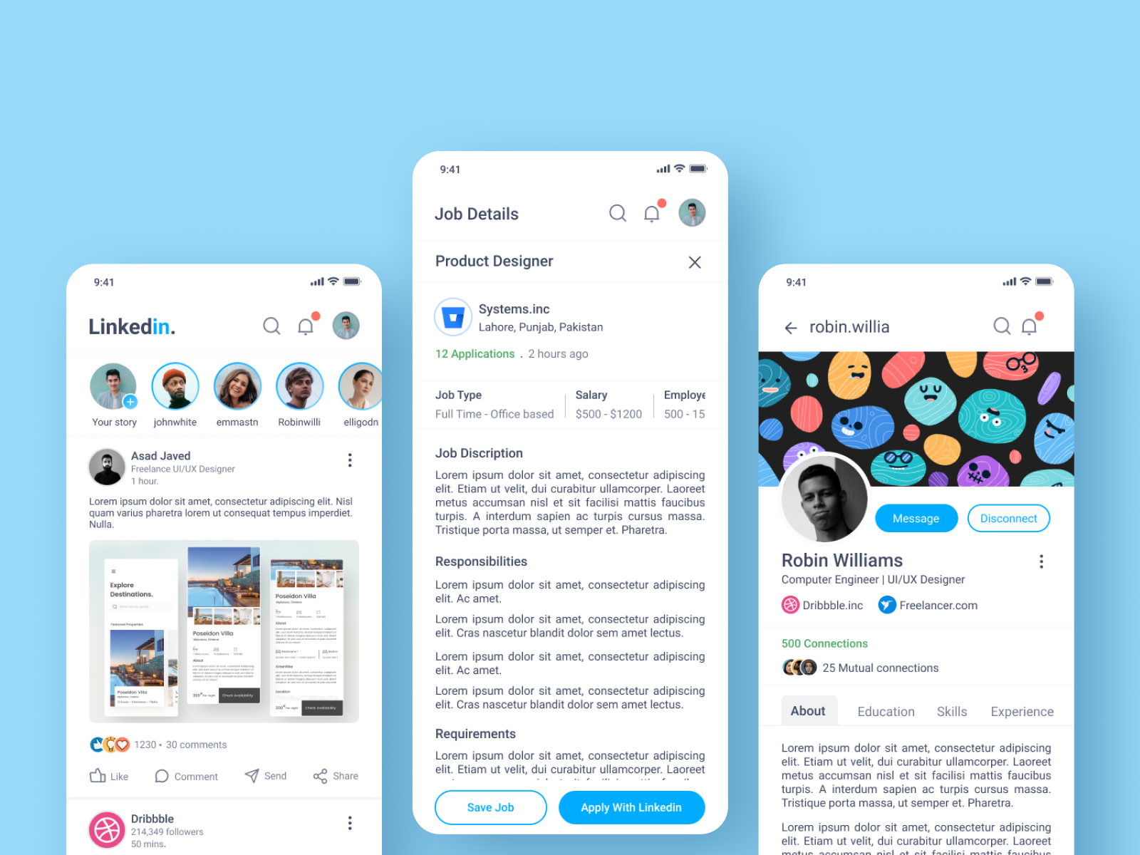 Linkedin by Asad Javed on Dribbble