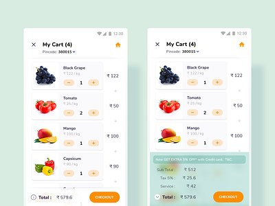Shopping Cart - Grocery App android template app design cart creative e commerce envato grocery grocery app minimal design mobile app modern online grocery shopping shopping cart shopping list ui uikit user experience design user interface design ux