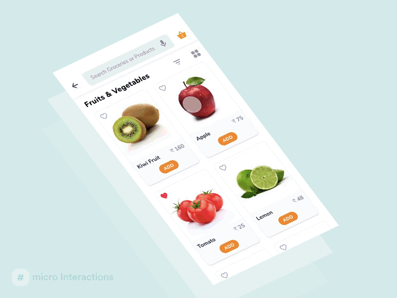 Product Listing & Details Screen Interaction android template animation app design clean e commerce grocery app interaction madewithadobexd minimal mobile mobile app modern ui online shopping shopping app ui uikit ux ux designer