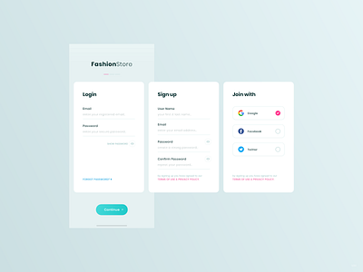 Login / Signup / Joinwith - FashionStore