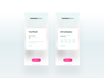 Phone Verification with OTP - FashionStore dialog e commerce fashionstore form ios android login minimal mobile verify new user otp phone number phone verification popup register registration shopping app signup steps ui ux