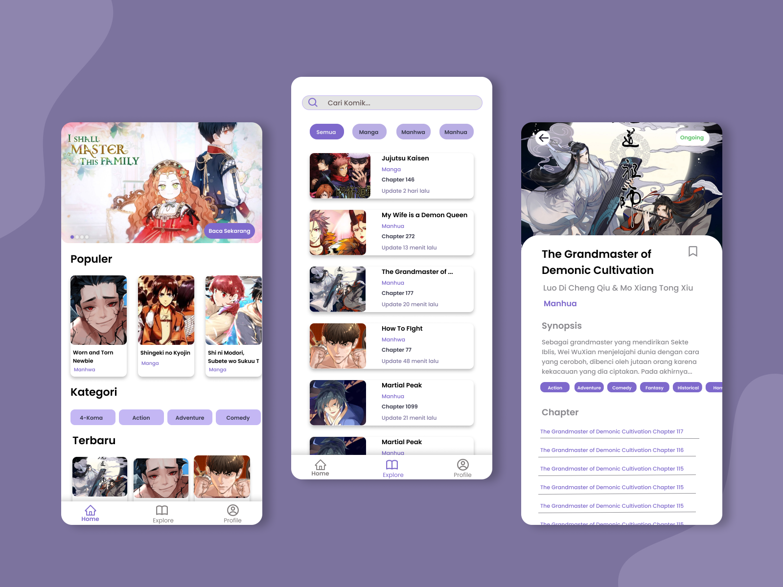 Komikku App - UI Design by Afifah Ratma Mahardika on Dribbble