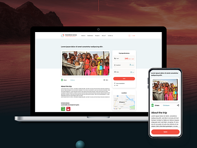 Humanitarian trips website - UI/UX design