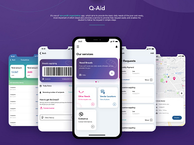 Q-AID application | UI & UX adobe app branding cards contact creative design design system direction e commerce illustration inspiration logo map profile prototype trend ui ux xd