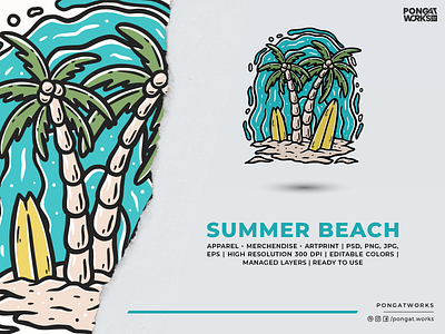 SUMMER BEACH ILLUSTRATION apparel artwork artworkforsale available design designforsale forsale illustration