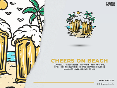 CHEERS ON BEACH SIMPLE ILLUSTRATION apparel artwork artworkforsale available design designforsale forsale illustration