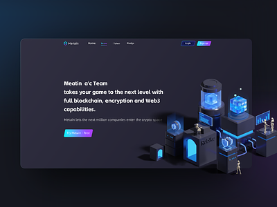 Web pag design for Metain team 3d ui