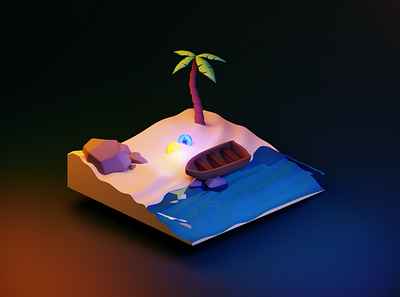 Crypto Paradise bitcoin blender crypto ethereum island lowpoly paradise render survival tropical vacation