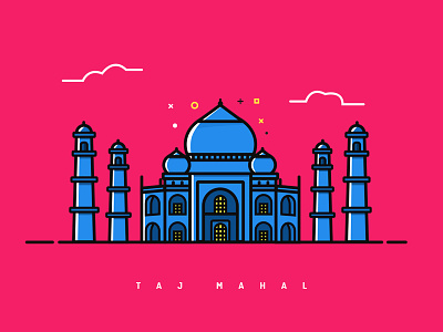 Taj Mahal flat icon illustration india love taj taj mahal wonders