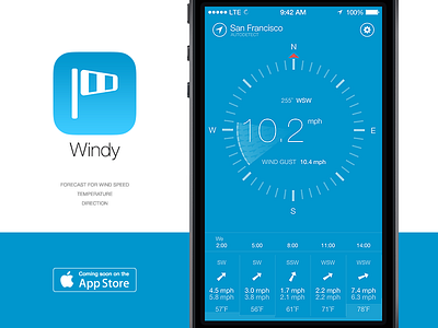 Windy - the wind tracker application compass direction ios speed weather wind windsock