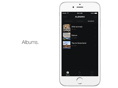 Albums. Home screen albums app ios photo ui