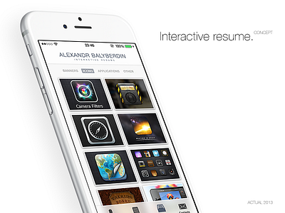 Interactive resume. Concept app. app concept ios portfolio resume works