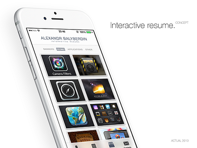 Interactive resume. Concept app.