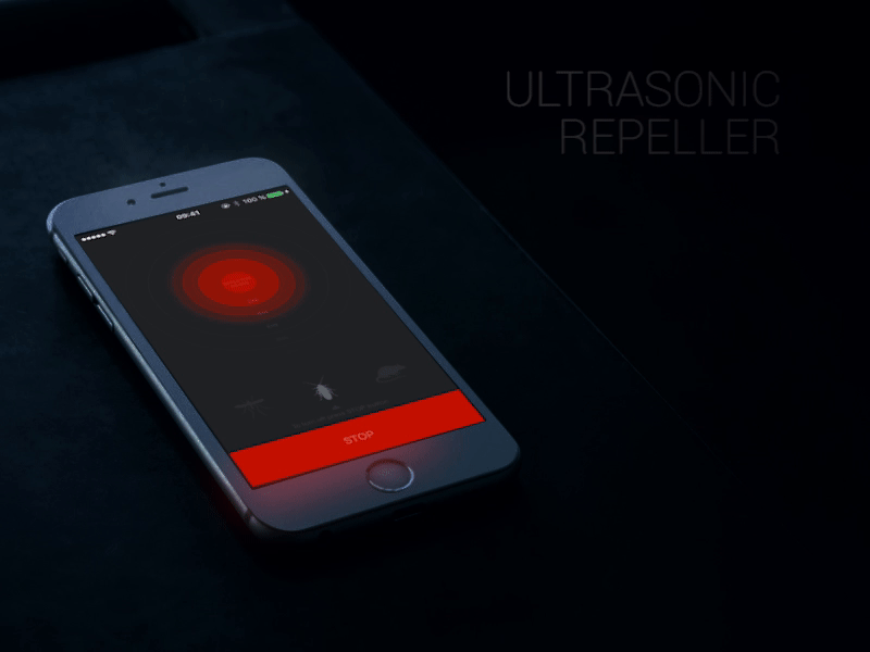 Ultrasonic Repeller animation app application ios iphone mobile night red sound ui ux wave