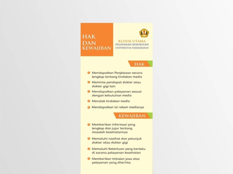 Roll Banner Design Hak dan Kewajiban Pasien for Klinik Unpad @kl by