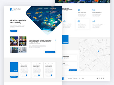 Webdesign Cichlidstore blog blue fish footer header landingspage maps page rounded usp webdesign