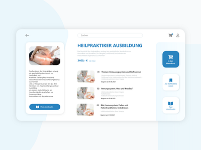 Shopping App for Naturopathy Online Courses concept design elearning shopping app ui