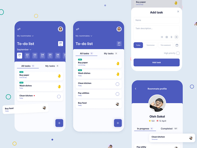 To Do List Roommates App by Oksana Bilyk for EPAM Design Team on Dribbble