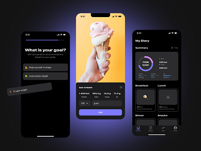 Food tracking app🍇 app design food health product servise ui