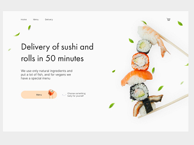 Landing page for sushi delivery and rolls